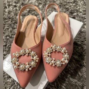 Pink ballet flats sling back